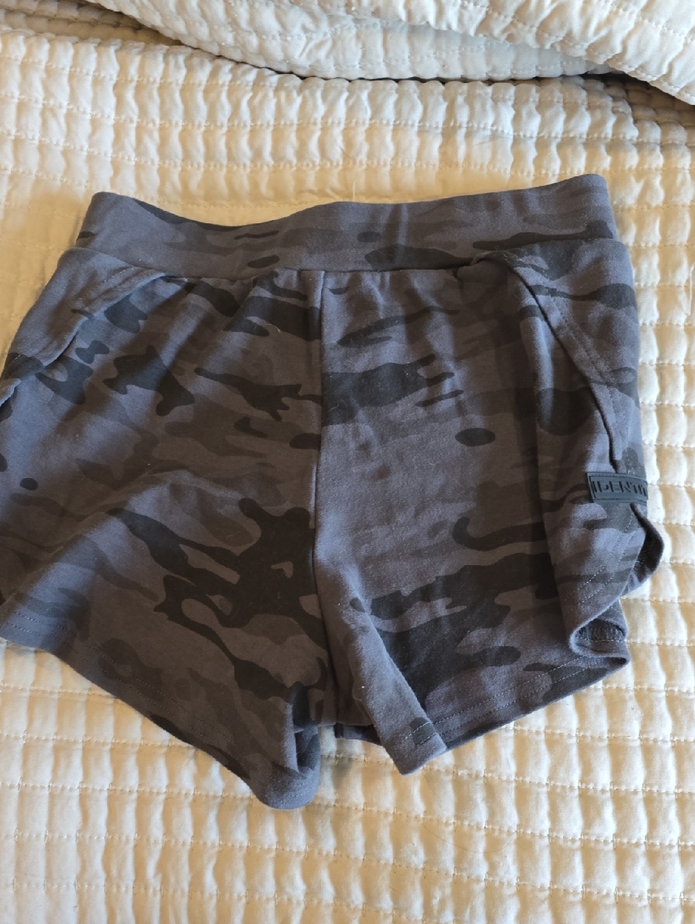 Women’s Gray Camo Athletic Shorts with Side Pockets